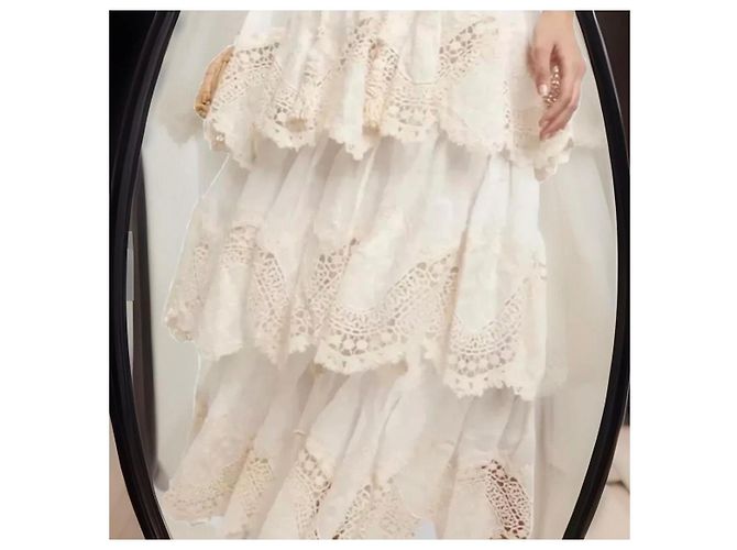 Zimmermann Maxikleid aus Ramie-Gaze mit gehäkeltem Spitzenbesatz Beige - Ansicht 7