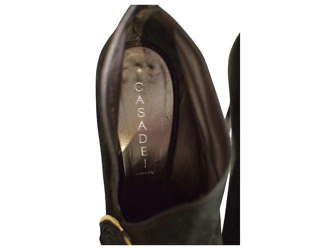 Stivaletti Casadei in suede nero con fiore - vista 12