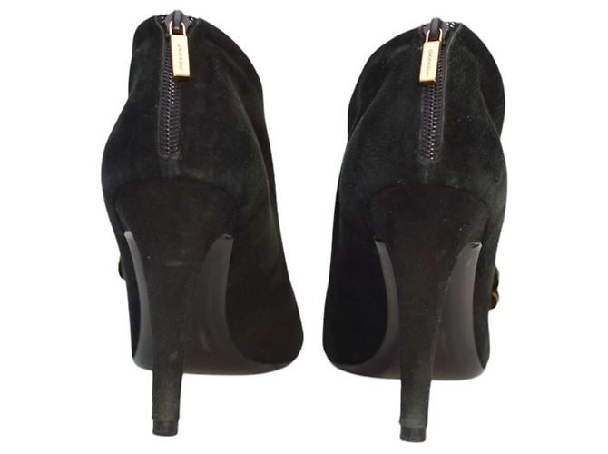 Stivaletti Casadei in suede nero con fiore - vista 2