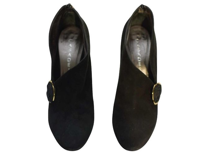 Stivaletti Casadei in suede nero con fiore - vista 5