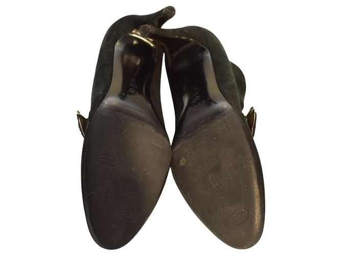 Stivaletti Casadei in suede nero con fiore - vista 6