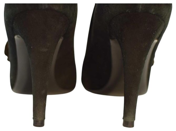 Stivaletti Casadei in suede nero con fiore - vista 8