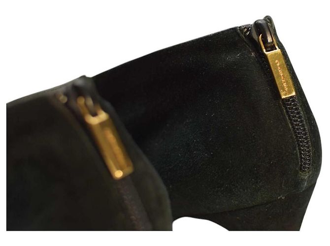 Stivaletti Casadei in suede nero con fiore - vista 9