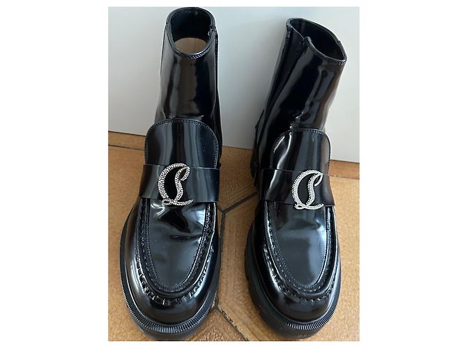 Christian Louboutin Moc Booty Stivaletti in vernice nero 38 - vista 2
