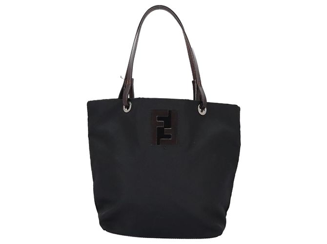 Borsa a mano FENDI in nylon nero Auth ep6199 - vista 13