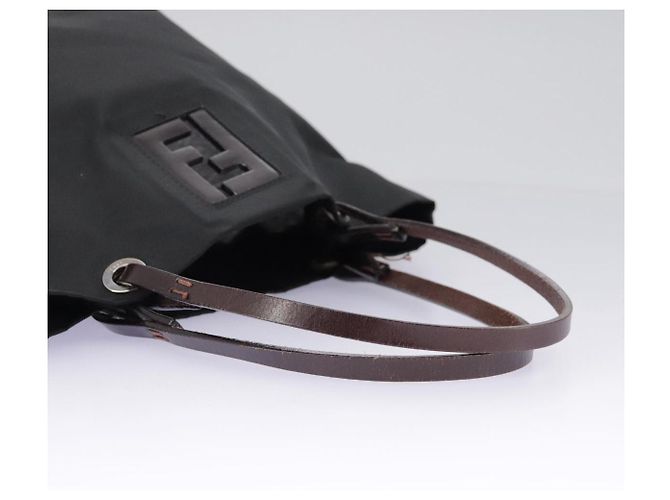 Borsa a mano FENDI in nylon nero Auth ep6199 - vista 7