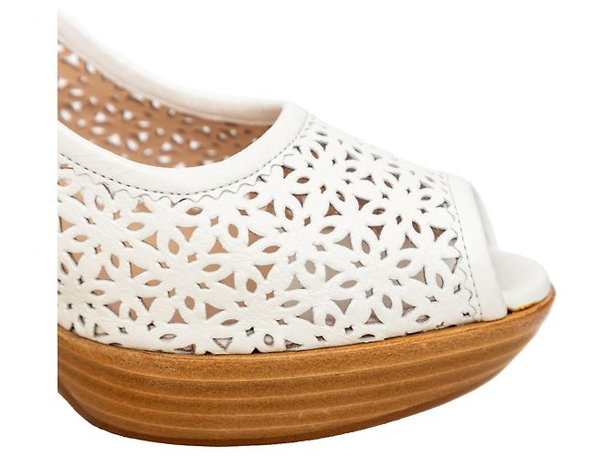 Autre Marque Fratelli Rossetti Perforated Leather Heel Sandals White - view 10