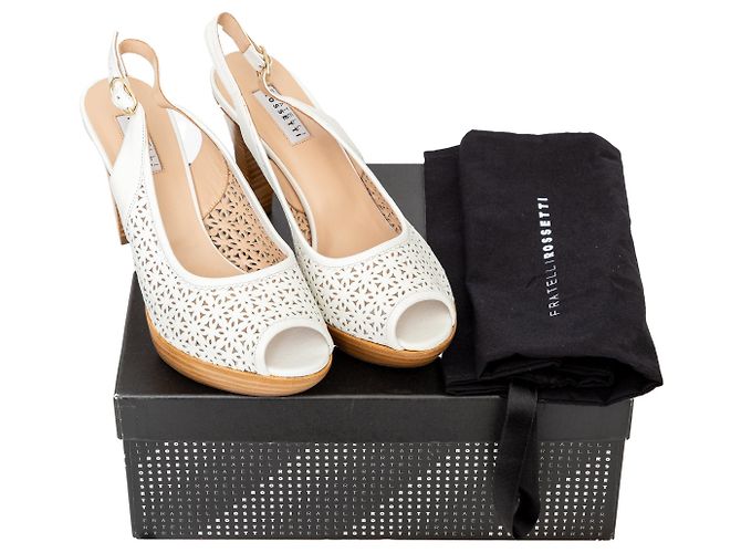 Autre Marque Fratelli Rossetti Perforated Leather Heel Sandals White - view 12