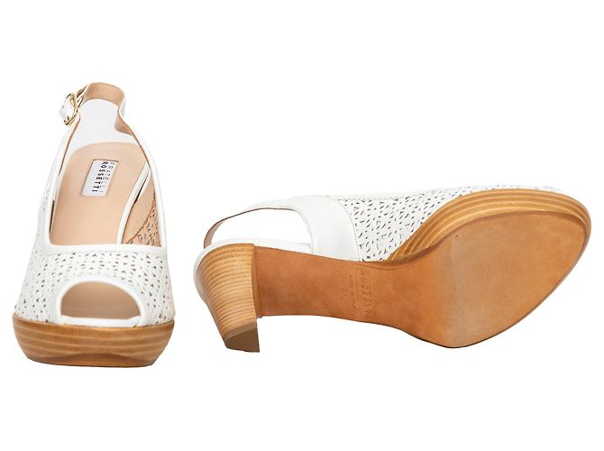 Autre Marque Fratelli Rossetti Perforated Leather Heel Sandals White - view 13