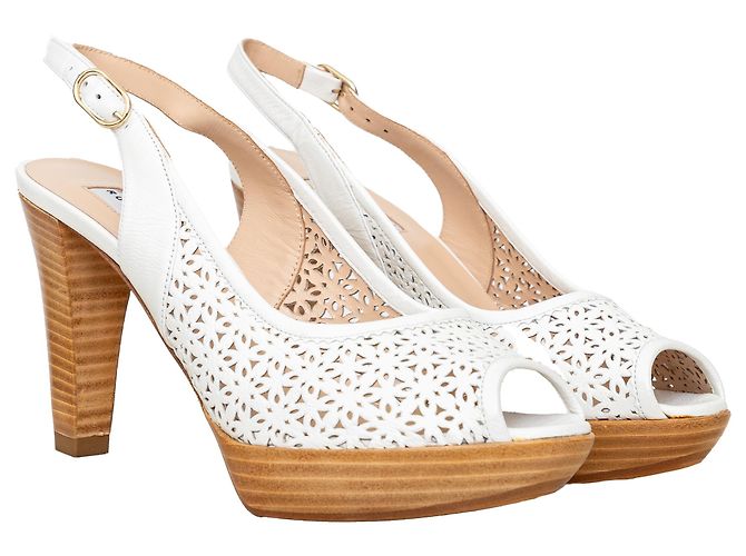 Autre Marque Fratelli Rossetti Perforated Leather Heel Sandals White - view 2