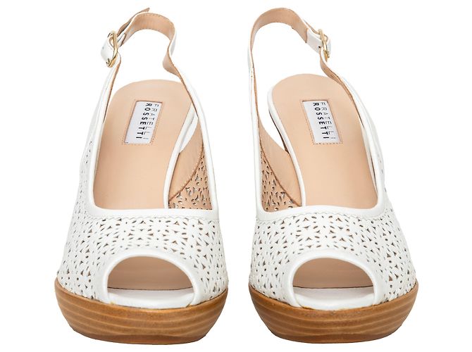Autre Marque Fratelli Rossetti Perforated Leather Heel Sandals White - view 3