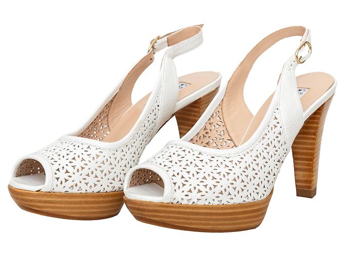 Autre Marque Fratelli Rossetti Perforated Leather Heel Sandals White - view 4