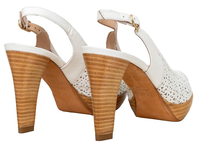Autre Marque Fratelli Rossetti Perforated Leather Heel Sandals White - view 5