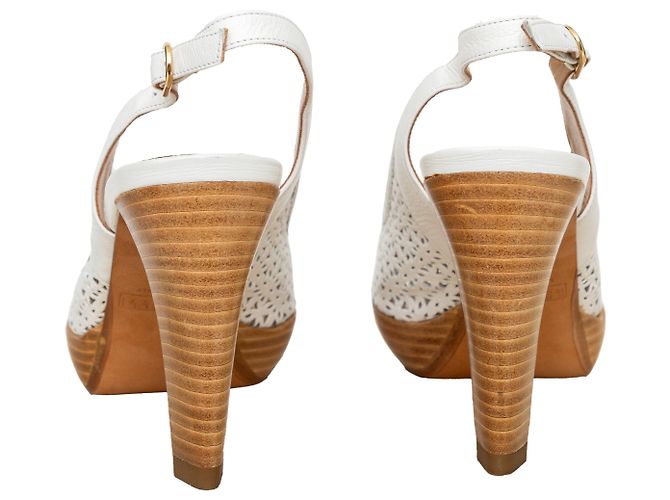 Autre Marque Fratelli Rossetti Perforated Leather Heel Sandals White - view 6