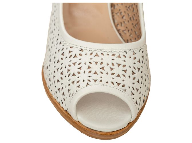Autre Marque Fratelli Rossetti Perforated Leather Heel Sandals White - view 7