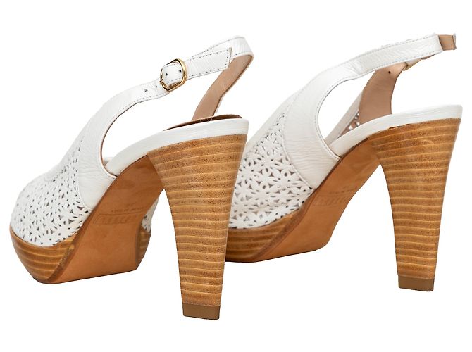 Autre Marque Fratelli Rossetti Perforated Leather Heel Sandals White - view 8