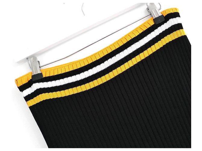 Prada Frühling 2014 Rippstrickrock mit Streifendetails Schwarz - Ansicht 2
