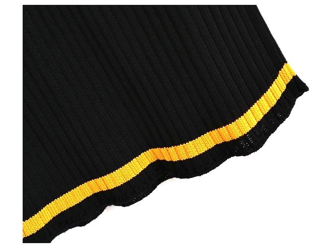 Prada Frühling 2014 Rippstrickrock mit Streifendetails Schwarz - Ansicht 3