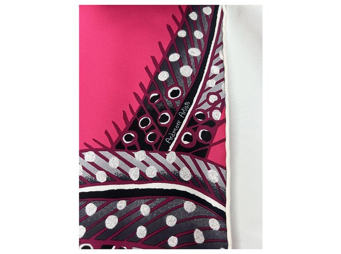 Hermès Seidenschal "Baobab Katze" Schwarz Pink Weiß Grau - Ansicht 4