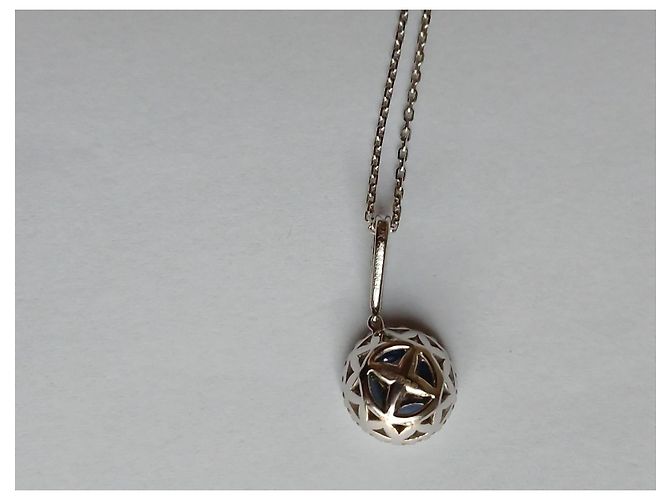Autre Marque Aurum Halskette mit Blauem Saphir und Diamant 18ct Weißgold Silber Hardware - Ansicht 6