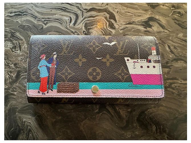 Louis Vuitton Monogram Canvas Illustre Transatlantic Sarah Wallet Pink Brown - view 2