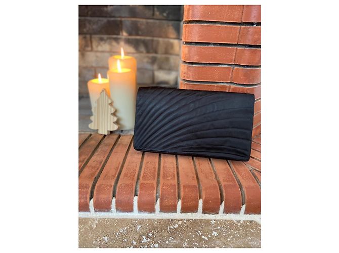 Mademoiselle Clutch da sera Chanel in raso damascato nero - vista 3