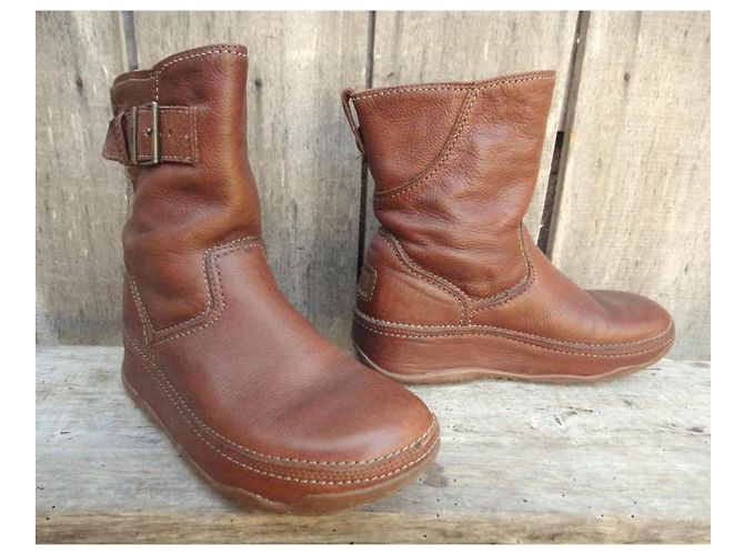 Autre Marque Botines Fitflop de cuero marrón claro - vista 3