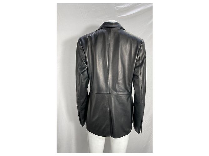 Tom Ford Single-Breasted Blazer with Pockets in Black Leather - view 17