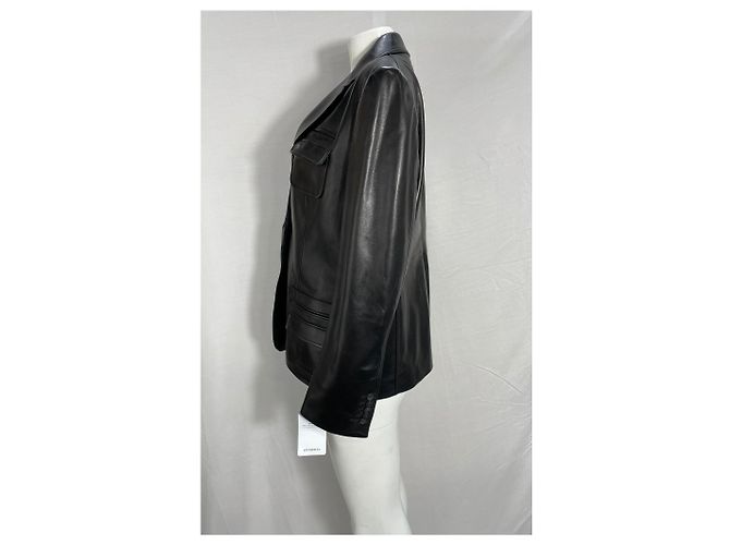 Tom Ford Single-Breasted Blazer with Pockets in Black Leather - view 4