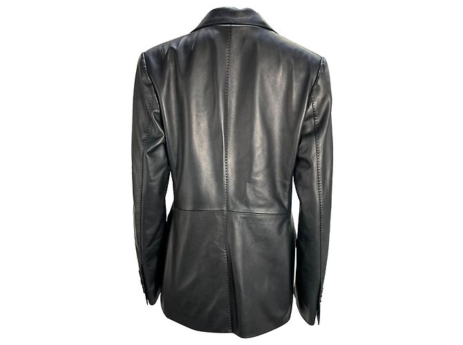 Tom Ford Single-Breasted Blazer with Pockets in Black Leather - view 7
