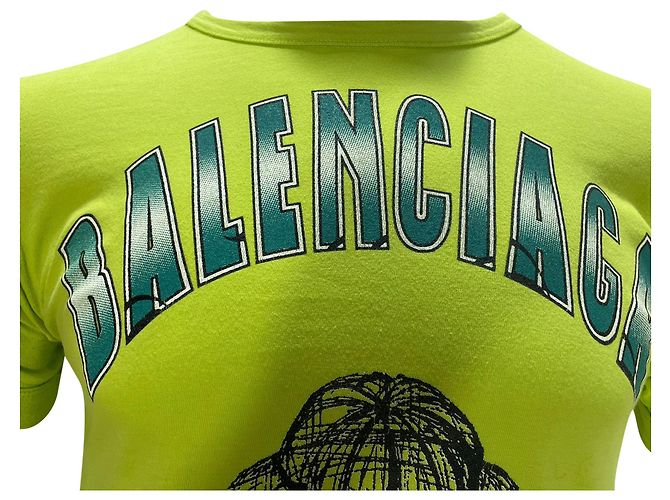 Camiseta de cuello redondo en algodón verde con estampado gráfico de Balenciaga Parfums - vista 3