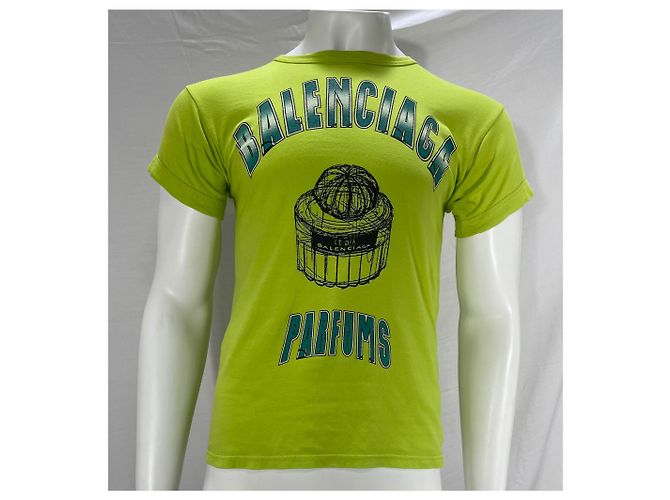 Camiseta de cuello redondo en algodón verde con estampado gráfico de Balenciaga Parfums - vista 7