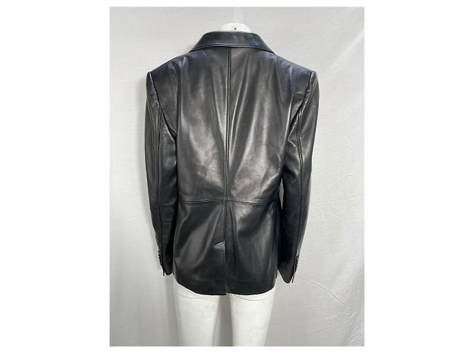 Tom Ford Single-Breasted Blazer with Pockets in Black Leather - view 10