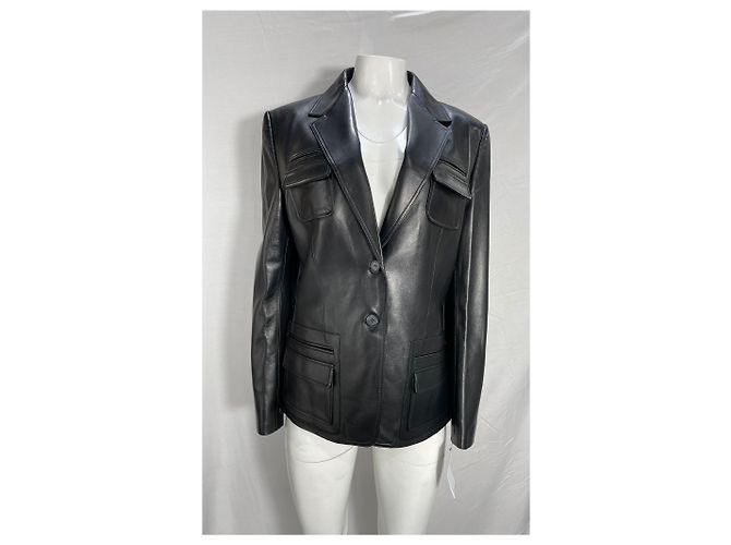 Tom Ford Single-Breasted Blazer with Pockets in Black Leather - view 7