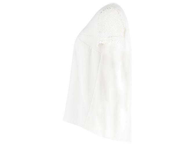 T-shirt in cotone bianco a maniche corte in pizzo di Michael Kors - vista 2