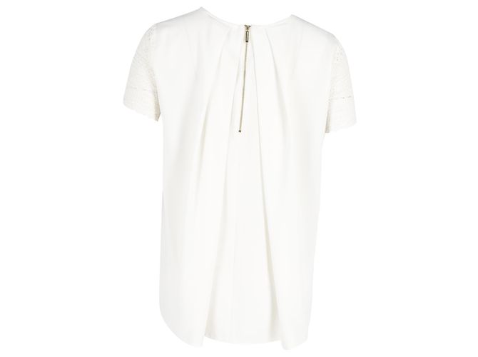 T-shirt in cotone bianco a maniche corte in pizzo di Michael Kors - vista 3