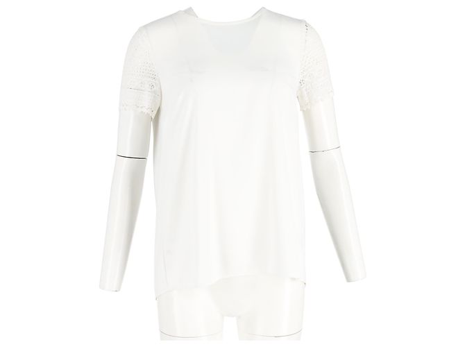T-shirt in cotone bianco a maniche corte in pizzo di Michael Kors - vista 4