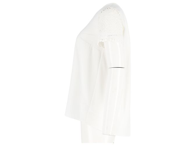 T-shirt in cotone bianco a maniche corte in pizzo di Michael Kors - vista 5