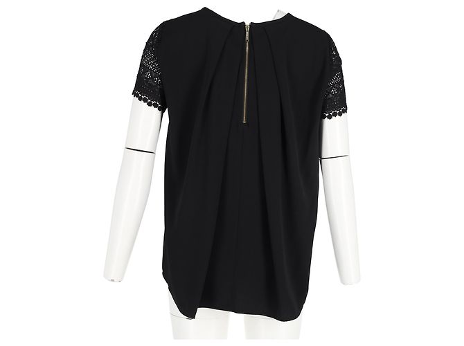 Camiseta de algodão preta com mangas curtas de renda Michael Kors Preto - vista 6