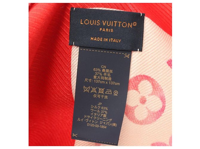 Sciarpa in seta e lana Louis Vuitton Sunrise Aquarelle M79848 Rosso - vista 2