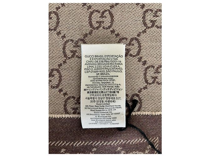 Sciarpa reversibile Gucci in lana Marrone Beige Camel Cammello - vista 4