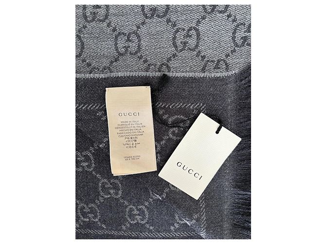 Sciarpa reversibile Gucci in lana nero grigio - vista 2
