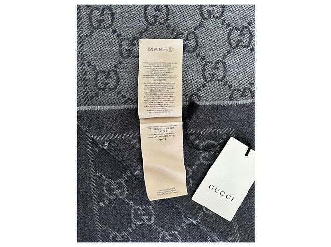 Sciarpa reversibile Gucci in lana nero grigio - vista 3