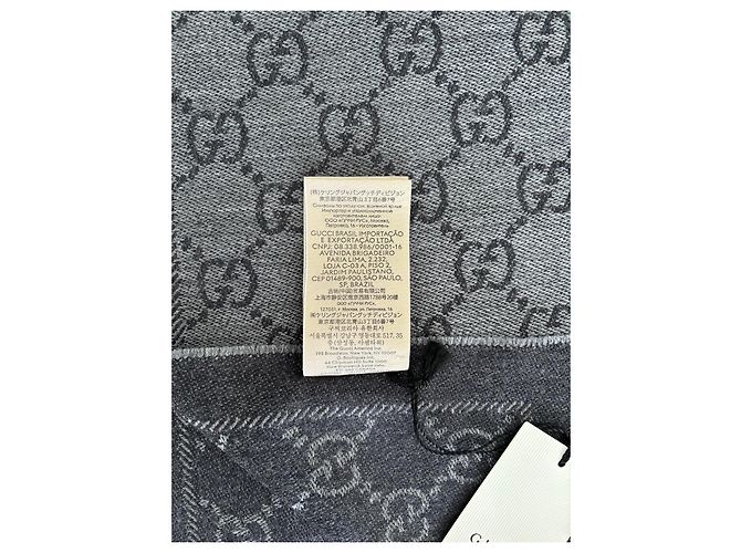 Sciarpa reversibile Gucci in lana nero grigio - vista 4