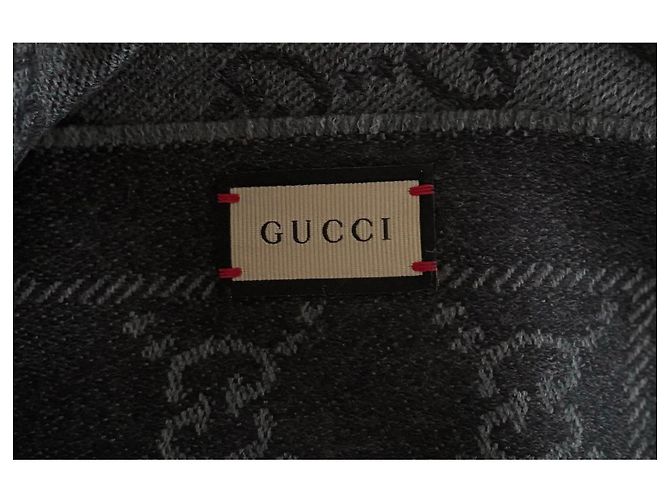 Sciarpa reversibile Gucci in lana nero grigio - vista 5