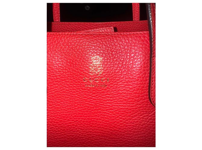 Borsa tote Gucci Swing Teddy Bear rossa in pelle Rosso - vista 15