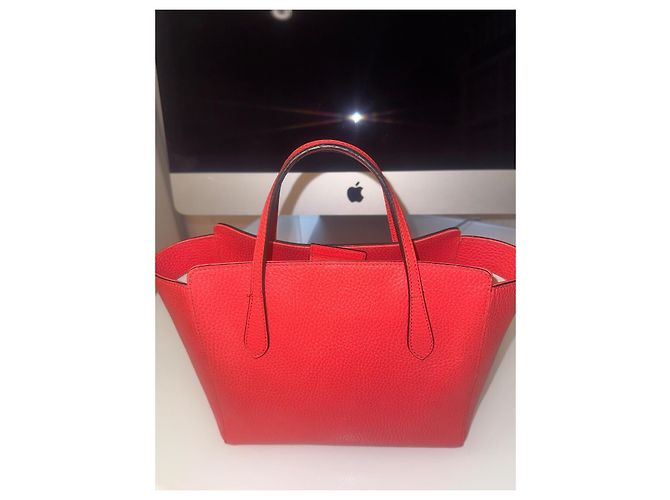 Borsa tote Gucci Swing Teddy Bear rossa in pelle Rosso - vista 7