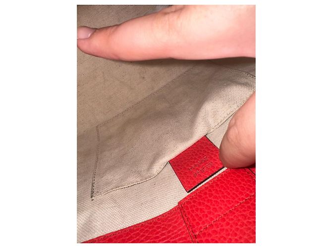 Borsa tote Gucci Swing Teddy Bear rossa in pelle Rosso - vista 9