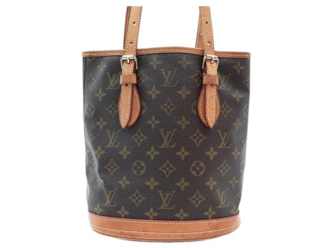 Louis Vuitton Bucket PM Monogram Marrone Tela Marrone scuro Monogramma - vista 10