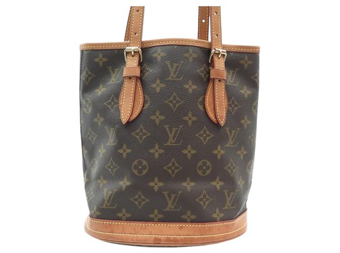 Louis Vuitton Bucket PM Monogram Marrone Tela Marrone scuro Monogramma - vista 2